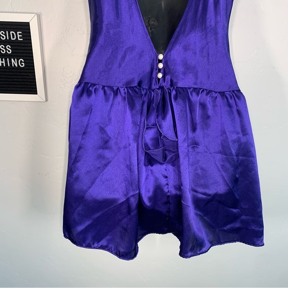Purple Satin Babydoll Lingerie Dress Chemise Nightwear Sleepwear Size Large - Picture 5 of 9